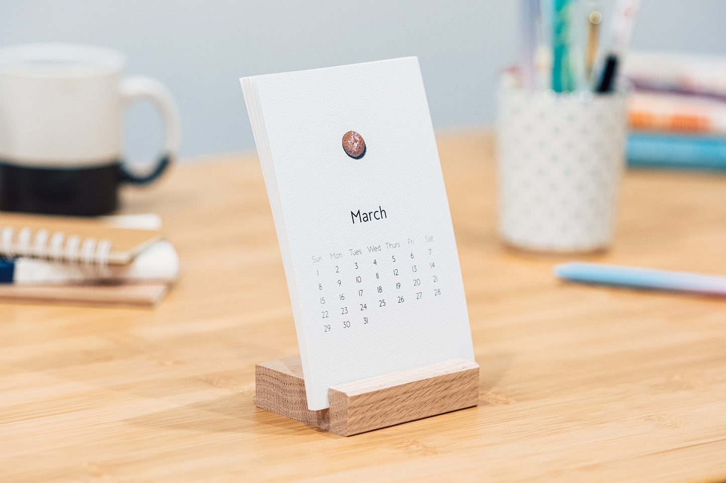 Rocks & Shells 2026 Monthly Desk Calendar with Wood Stand