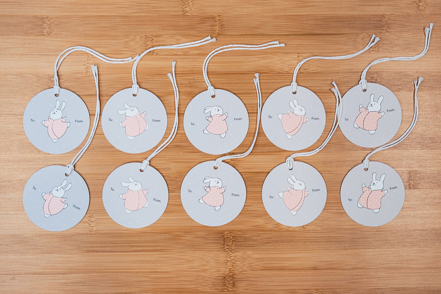 Snow Bunnies - Set of 10 Gift Tags with String