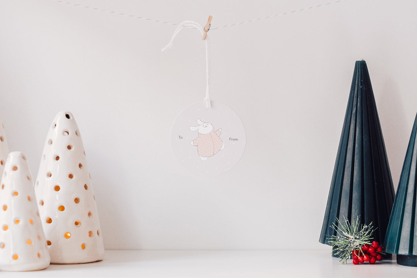 Snow Bunnies - Set of 10 Gift Tags with String