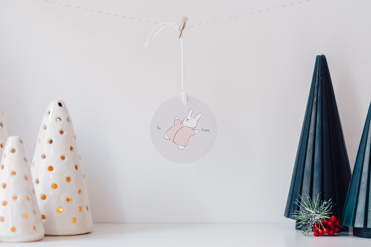 Snow Bunnies - Set of 10 Gift Tags with String