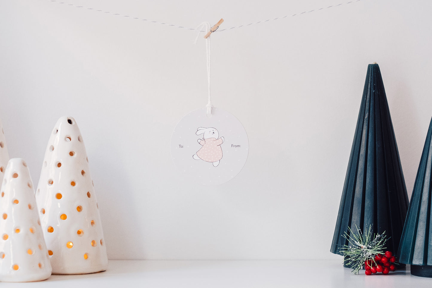 Snow Bunnies - Set of 10 Gift Tags with String