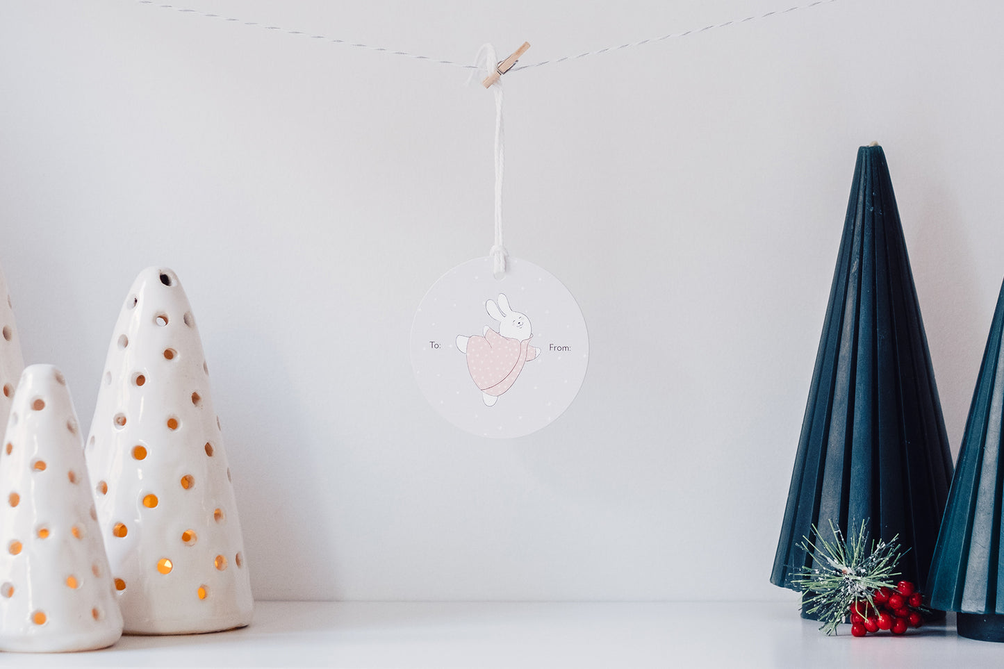 Snow Bunnies - Set of 10 Gift Tags with String